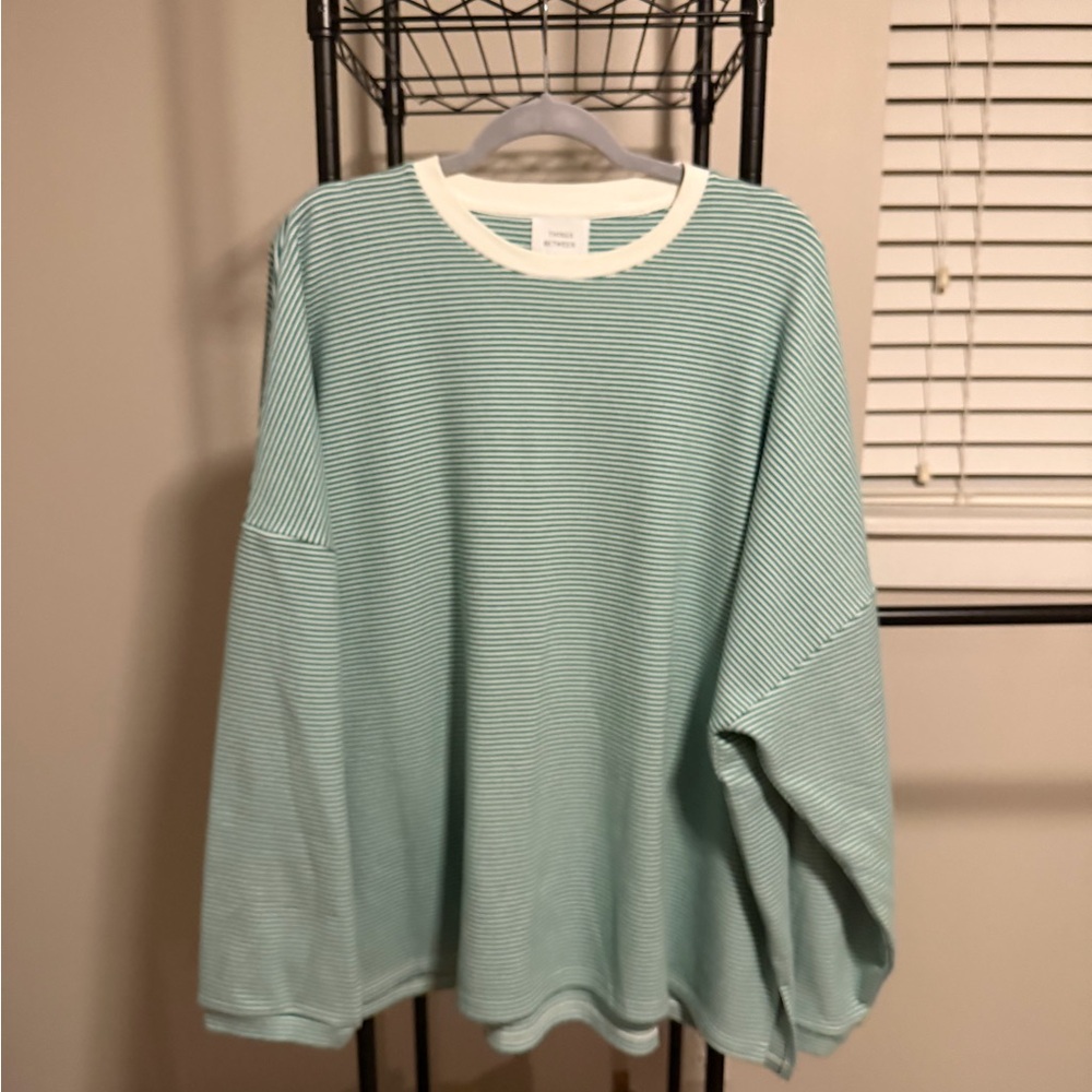 Mint Striped Long Sleeve Top